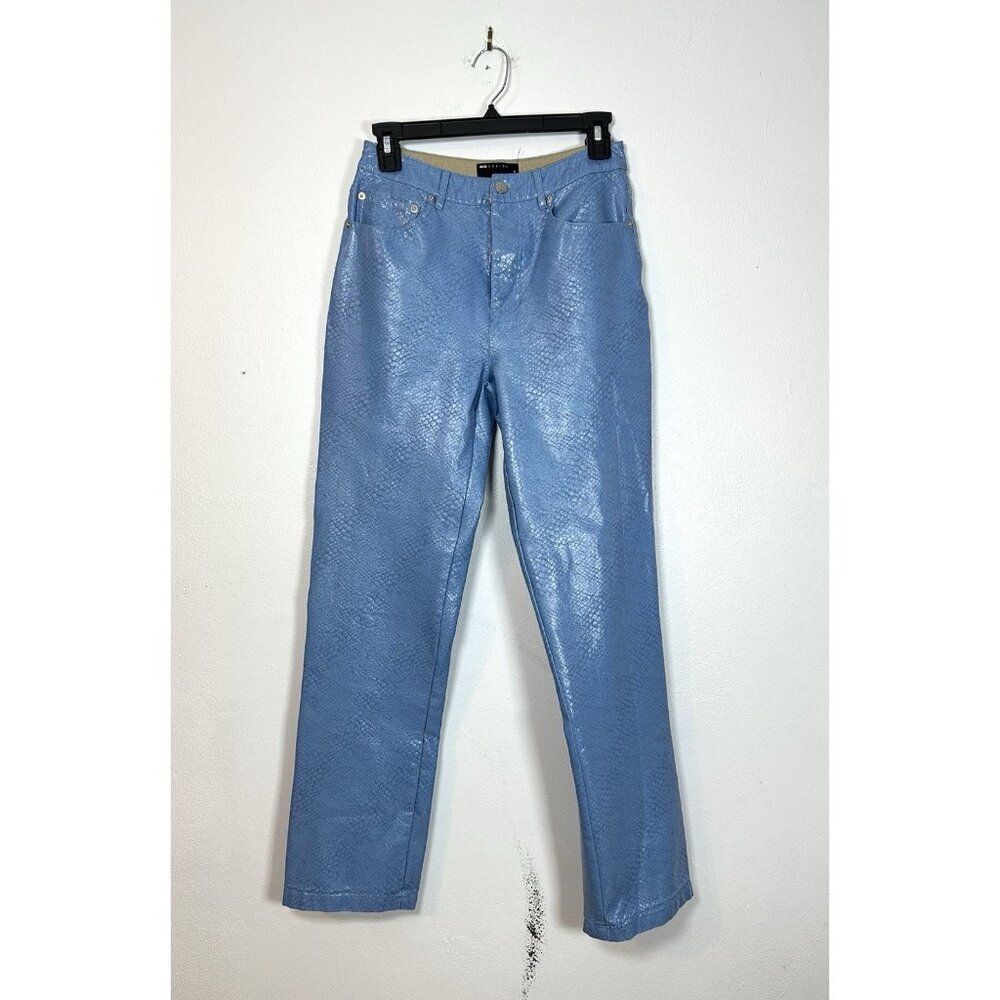 ASOS DESIGN Light Blue Faux Crocodile Leather Straight‎ Leg Pants Size 26 Y2K